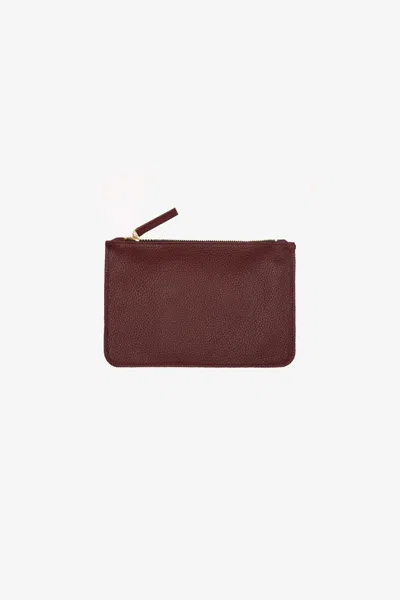 Los Angeles Apparel Rlh3411 - Small Leather Zip Pouch In Oxblood