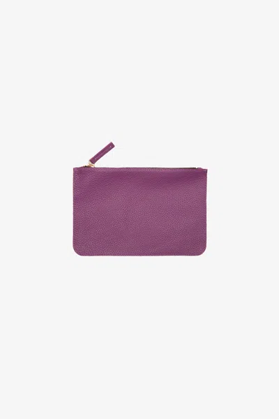 Los Angeles Apparel Rlh3411 - Small Leather Zip Pouch In Purple