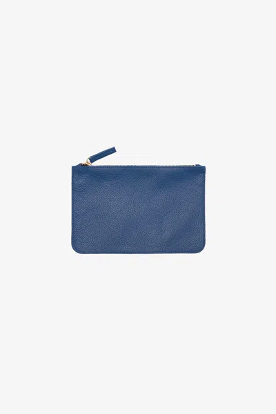 Los Angeles Apparel Rlh3411 - Small Leather Zip Pouch In Royal