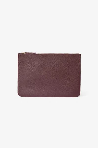 Los Angeles Apparel Rlh3412 - Medium Leather Zip Pouch In Oxblood
