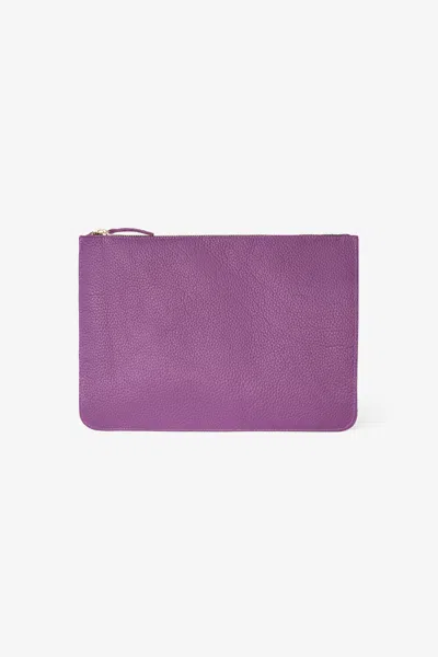 Los Angeles Apparel Rlh3412 - Medium Leather Zip Pouch In Purple