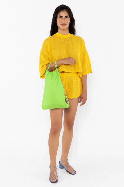 Los Angeles Apparel Rlh3414 - Unisex Leather Drawstring Backpack In Citron