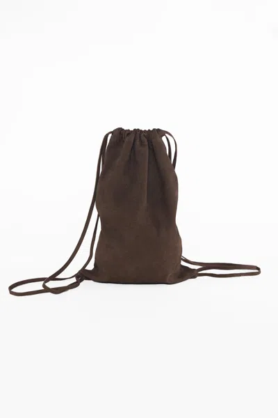 Los Angeles Apparel Rlh3414 - Unisex Leather Drawstring Backpack In Espresso