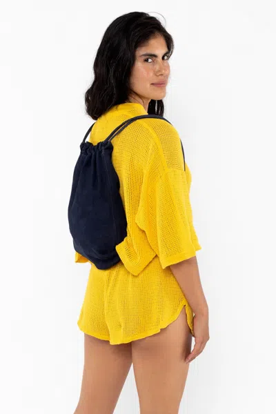 Los Angeles Apparel Rlh3414 - Unisex Leather Drawstring Backpack In Navy