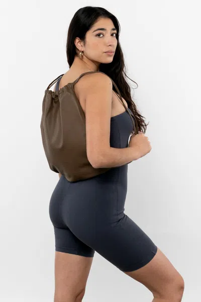 Los Angeles Apparel Rlh3414 - Unisex Leather Drawstring Backpack In Otter