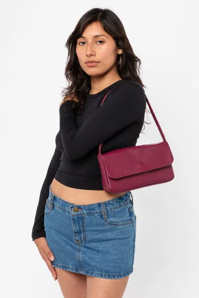 Los Angeles Apparel Rlh3431 - Classic Leather Shoulder Bag In Grunge Wine