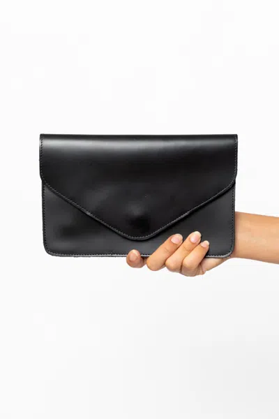 Los Angeles Apparel Rlh3433 - Large Multifunctional Belted Envelope Clutch In Black