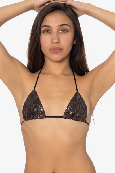 Los Angeles Apparel Rlh3436 - Leather Nylon String Bikini Top In Brown