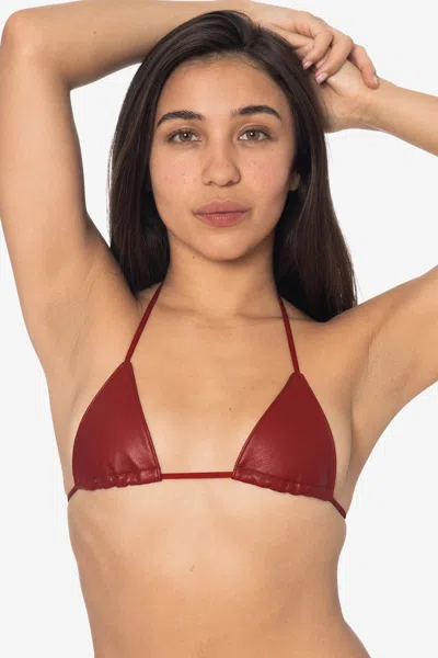 Los Angeles Apparel Rlh3436 - Leather Nylon String Bikini Top In Red