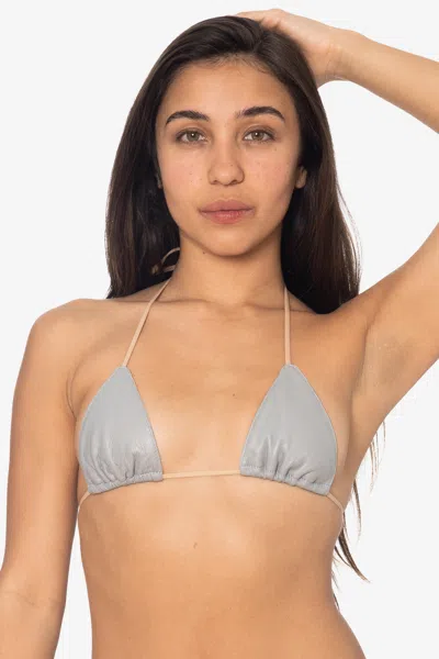 Los Angeles Apparel Rlh3436 - Leather Nylon String Bikini Top In Gray