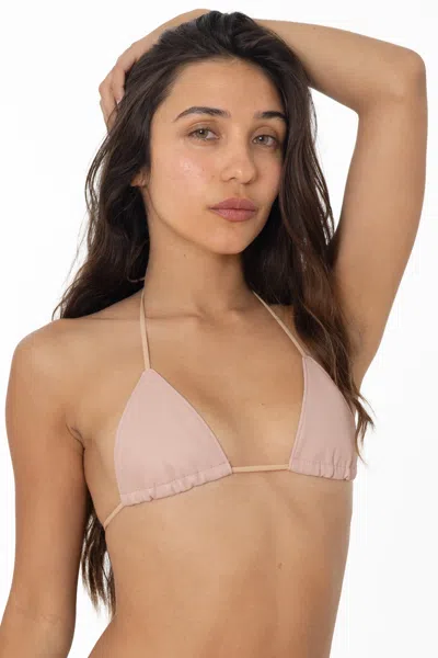 Los Angeles Apparel Rlh3436 - Leather Nylon String Bikini Top In Neutral