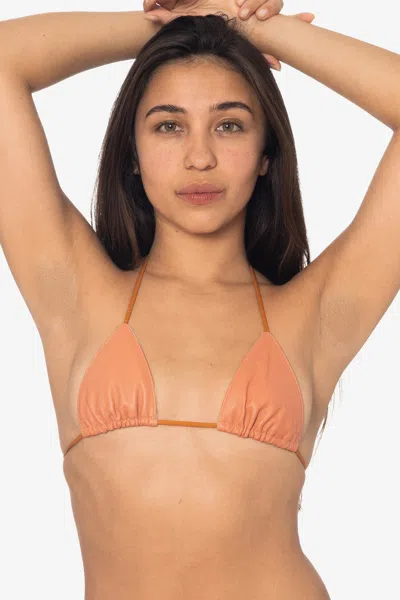Los Angeles Apparel Rlh3436 - Leather Nylon String Bikini Top In Neutral