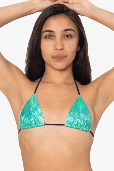 Los Angeles Apparel Rlh3436 - Leather Nylon String Bikini Top In Green