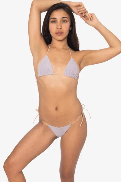 Los Angeles Apparel Rlh3437 - Leather Thong Nylon String Bikini Bottom In Purple