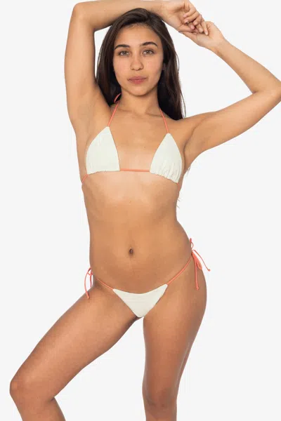 Los Angeles Apparel Rlh3437 - Leather Thong Nylon String Bikini Bottom In White