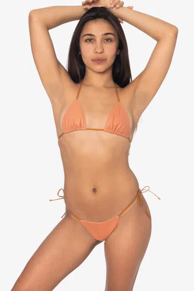 Los Angeles Apparel Rlh3437 - Leather Thong Nylon String Bikini Bottom In Pink