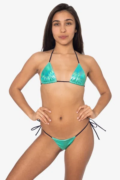 Los Angeles Apparel Rlh3437 - Leather Thong Nylon String Bikini Bottom In Green