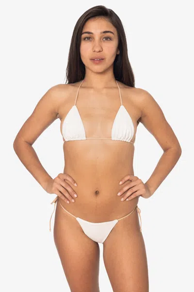 Los Angeles Apparel Rlh3437 - Leather Thong Nylon String Bikini Bottom In White