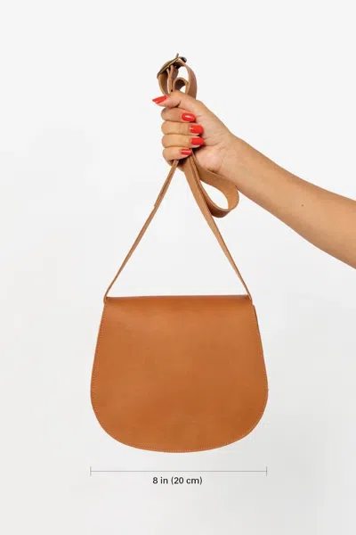 Los Angeles Apparel Rlh3453 - Classic Leather Saddle Bag In Cognac