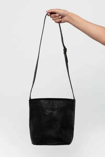 Los Angeles Apparel Rlh3456 - Everyday Crossbody Bag In Black Crocodile