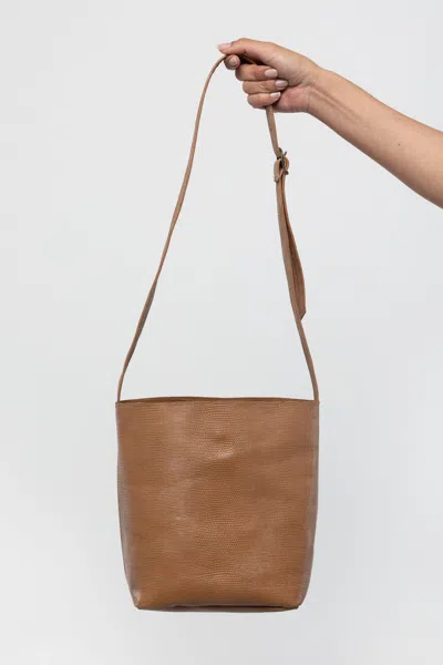 Los Angeles Apparel Rlh3456 - Everyday Crossbody Bag In Tan Crocodile