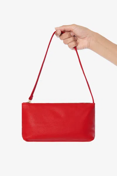Los Angeles Apparel Rlh3468 - Leather Zip Pochette In Cherry Red