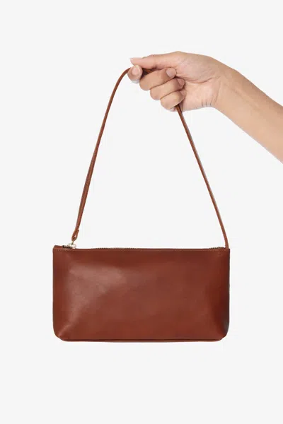 Los Angeles Apparel Rlh3468 - Leather Zip Pochette In Cognac