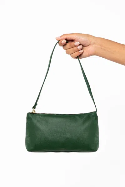 Los Angeles Apparel Rlh3468 - Leather Zip Pochette In Ivy