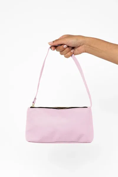 Los Angeles Apparel Rlh3468 - Leather Zip Pochette In Light Pink