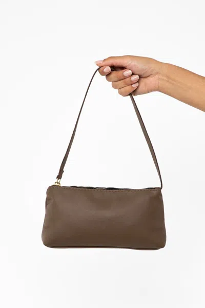 Los Angeles Apparel Rlh3468 - Leather Zip Pochette In Otter