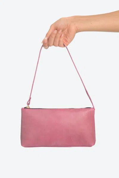 Los Angeles Apparel Rlh3468 - Leather Zip Pochette In Pink