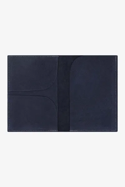 Los Angeles Apparel Rlh3470 - Leather Passport Wallet In Vintage Navy