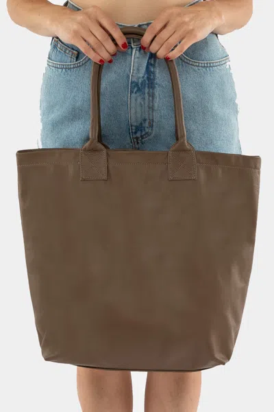 Los Angeles Apparel Rlh3479 - Unisex Leather Museum Tote In Otter