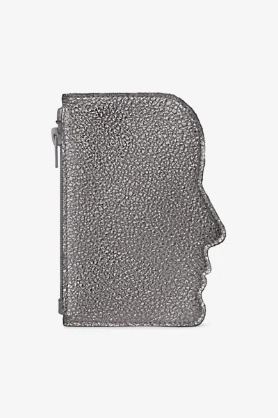 Los Angeles Apparel Rlh3494 - Leather Silhouette Pouch In Silver