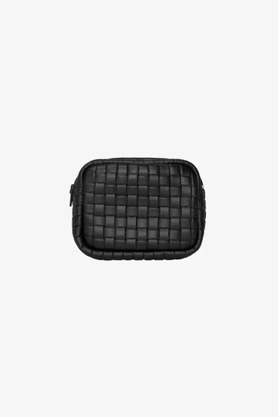Los Angeles Apparel Rlh3495 - Small Leather Utility Pouch In Woven Black
