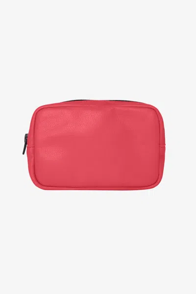 Los Angeles Apparel Rlh3497 - Medium Leather Utility Pouch In Strawberry