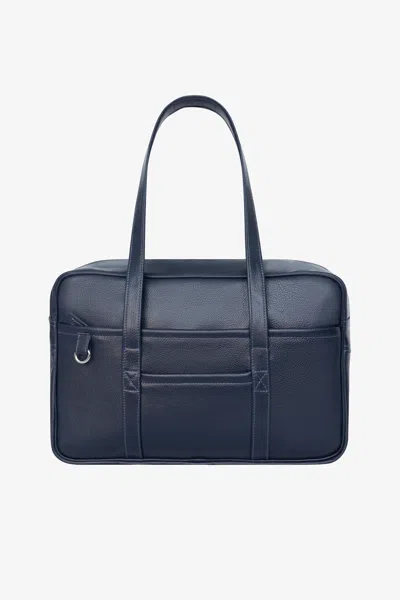 Los Angeles Apparel Rlh504 - Unisex Leather School Satchel In Navy