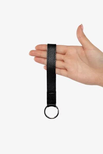 Los Angeles Apparel Rlh505 - Leather Strap Key Ring In Black