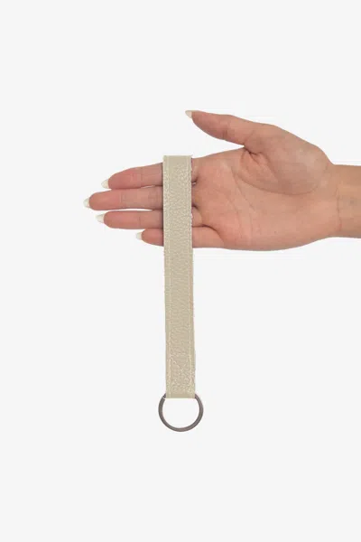 Los Angeles Apparel Rlh505 - Leather Strap Key Ring In Neutral