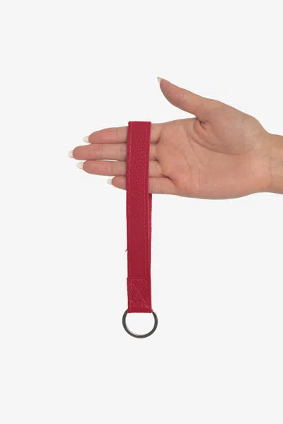Los Angeles Apparel Rlh505 - Leather Strap Key Ring In Pink
