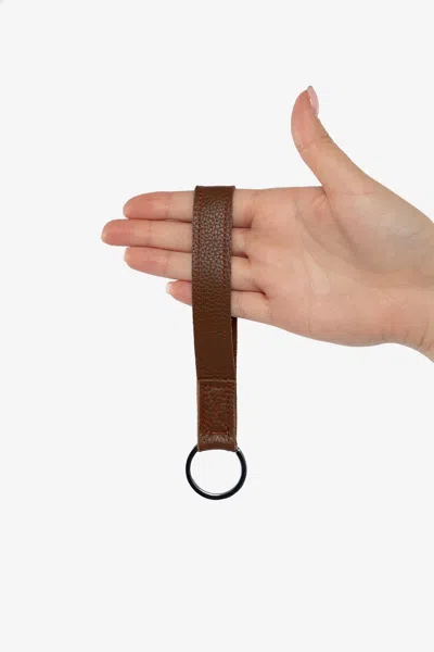 Los Angeles Apparel Rlh505 - Leather Strap Key Ring In Brown