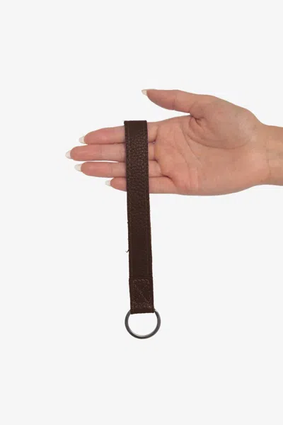 Los Angeles Apparel Rlh505 - Leather Strap Key Ring In Brown