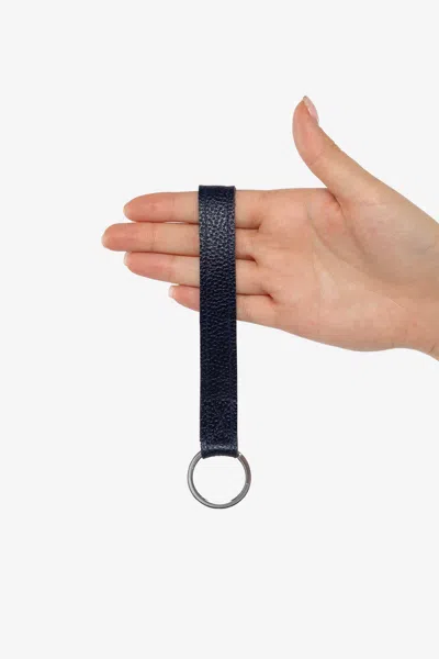 Los Angeles Apparel Rlh505 - Leather Strap Key Ring In Black