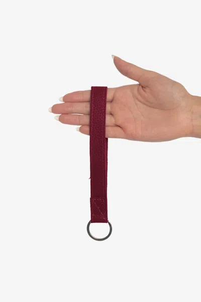Los Angeles Apparel Rlh505 - Leather Strap Key Ring In Burgundy
