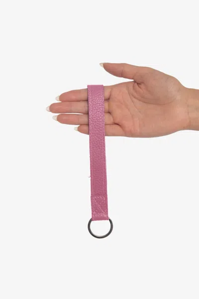 Los Angeles Apparel Rlh505 - Leather Strap Key Ring In Pink