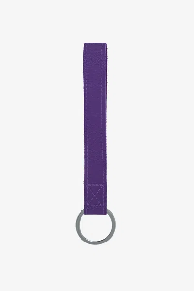 Los Angeles Apparel Rlh505 - Leather Strap Key Ring In Purple