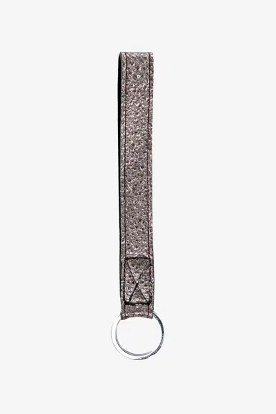 Los Angeles Apparel Rlh505 - Leather Strap Key Ring In Gray