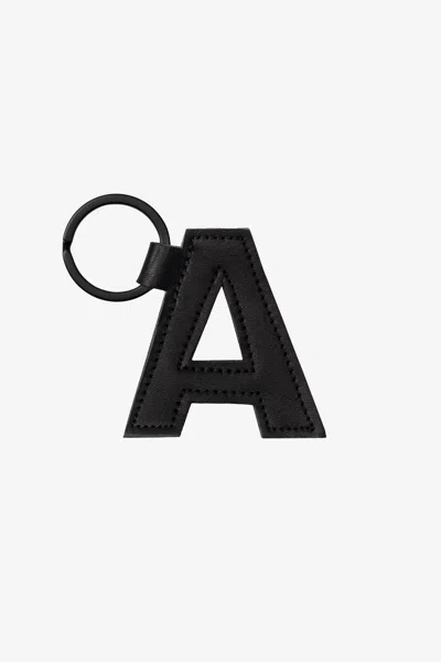 Los Angeles Apparel Rlh520 - Leather Alphabet Keychain In A Black