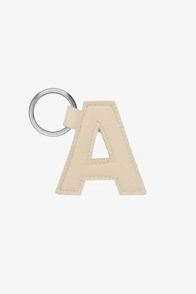 Los Angeles Apparel Rlh520 - Leather Alphabet Keychain In Neutral