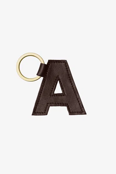 Los Angeles Apparel Rlh520 - Leather Alphabet Keychain In A Espresso